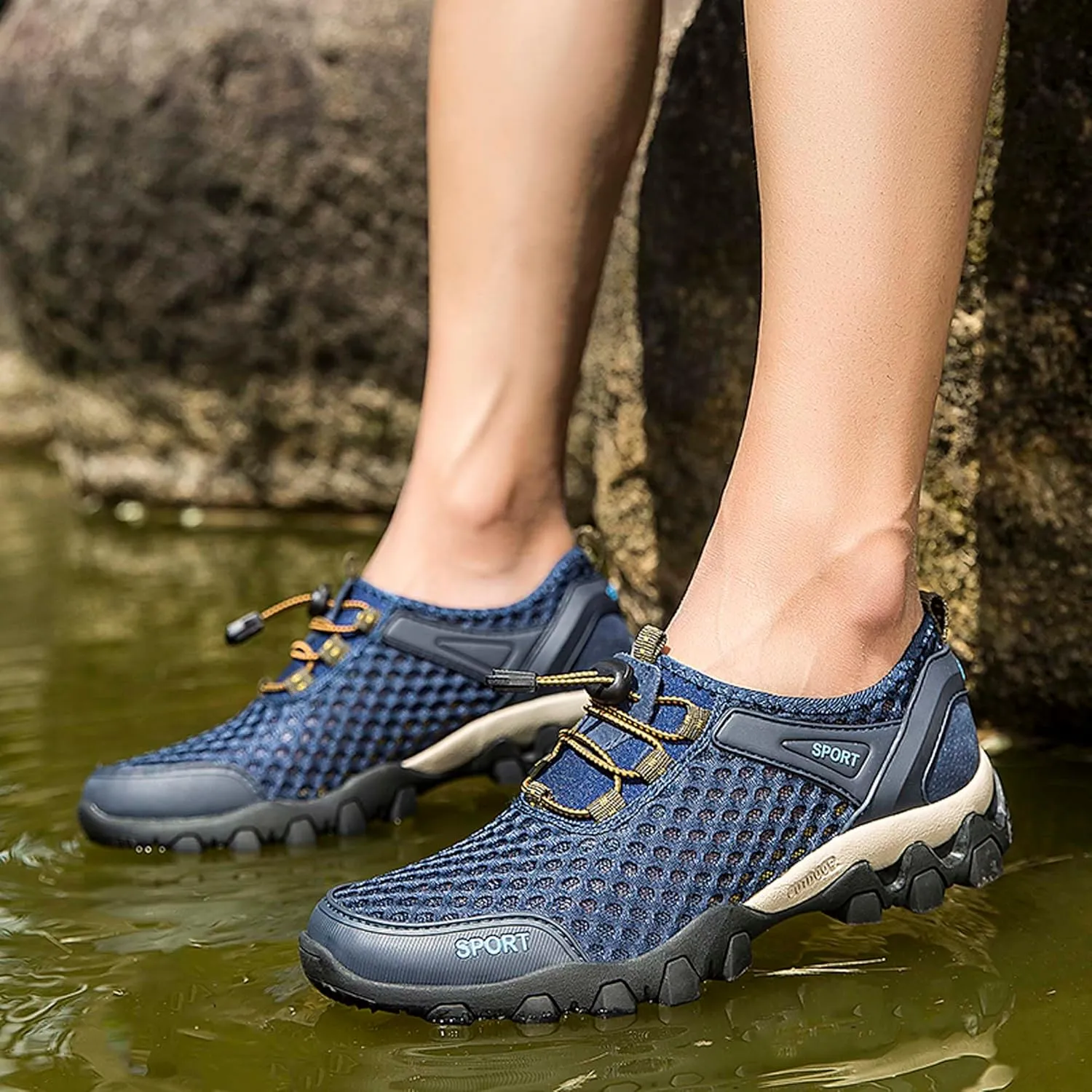 Men's Casual Walking Sandals Non-slip Off-road Hiking Shoes Beach Swimming Fishing Quick Drying Water Shoes Men's Summer Sandals