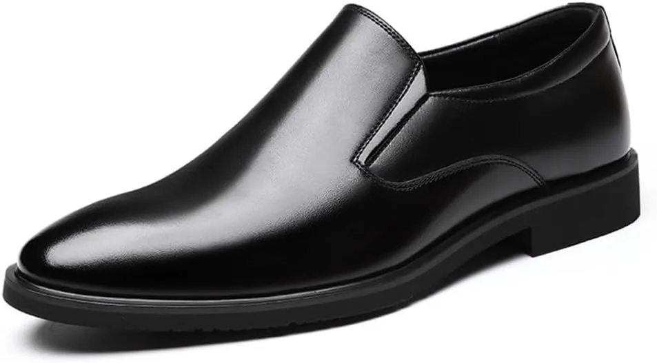 Men's Genuine Leather Dress Shoes Comfortable Slip On Monk Strap Loafers Classic Formal Business Shoes Non Slip Wedding Stylish Elegant Office Round Toe