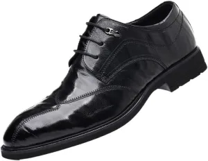 Men's Genuine Leather Dress Shoes, Lace Up Comfortable Monk Strap Loafers Classic Formal Business Shoes Stylish Office Party Wedding Non Slip Oxford