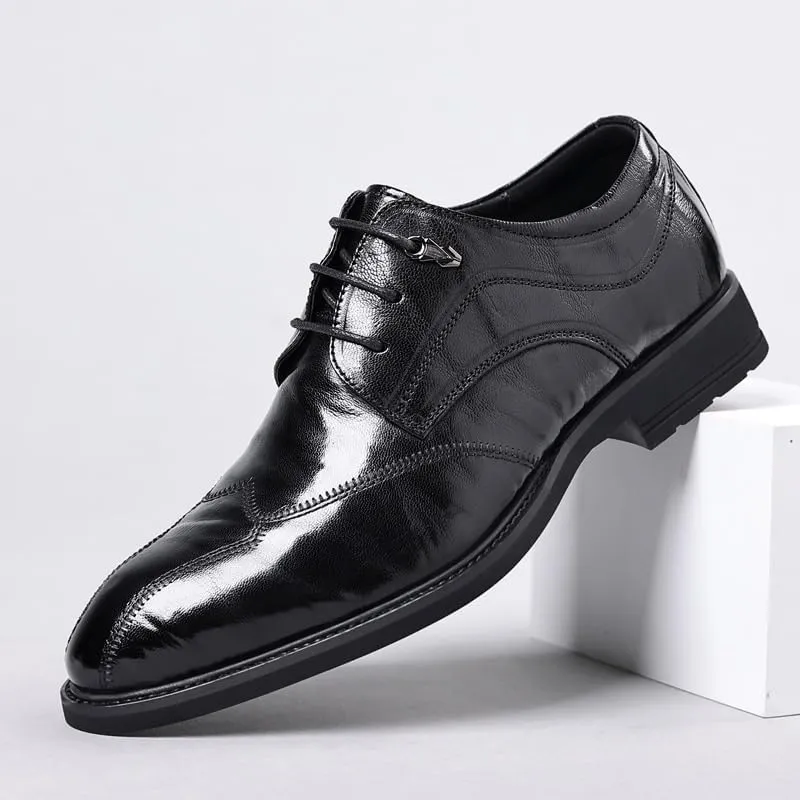 Men's Genuine Leather Dress Shoes, Lace Up Comfortable Monk Strap Loafers Classic Formal Business Shoes Stylish Office Party Wedding Non Slip Oxford