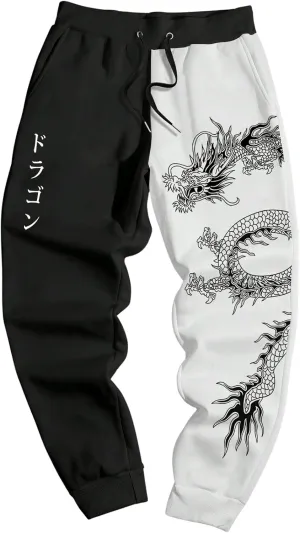 Men's Graphic Letter Print Sweatpants Drawstring Waist Tie Front Workout Pants Jogger Pants with Pocket