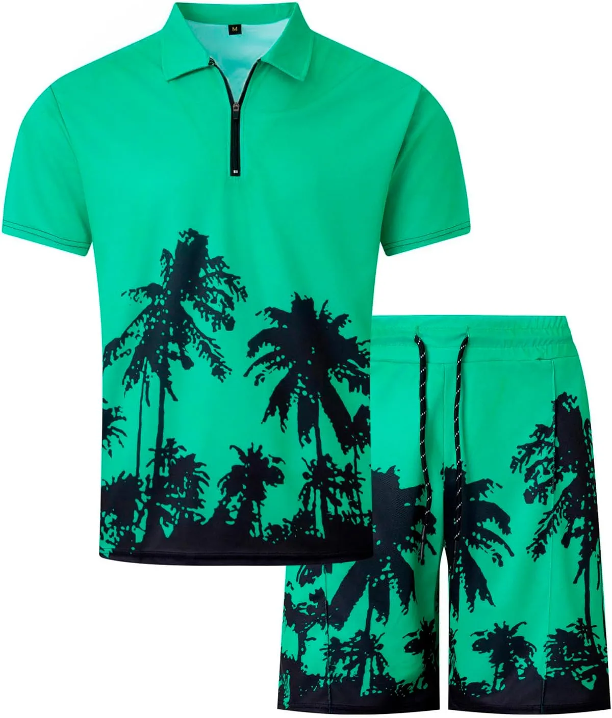 Mens Gym Sets 2 Piece Outfits Hawaiian Outfits For Men Workout Short Sleeve Zip Polo Sweatsuit For Men Mens Romper