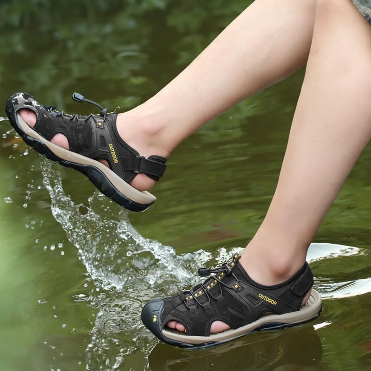 Men’s Hiking Trail Sandals: Outdoor Closed Toe Sport Shoes with Arch Support
