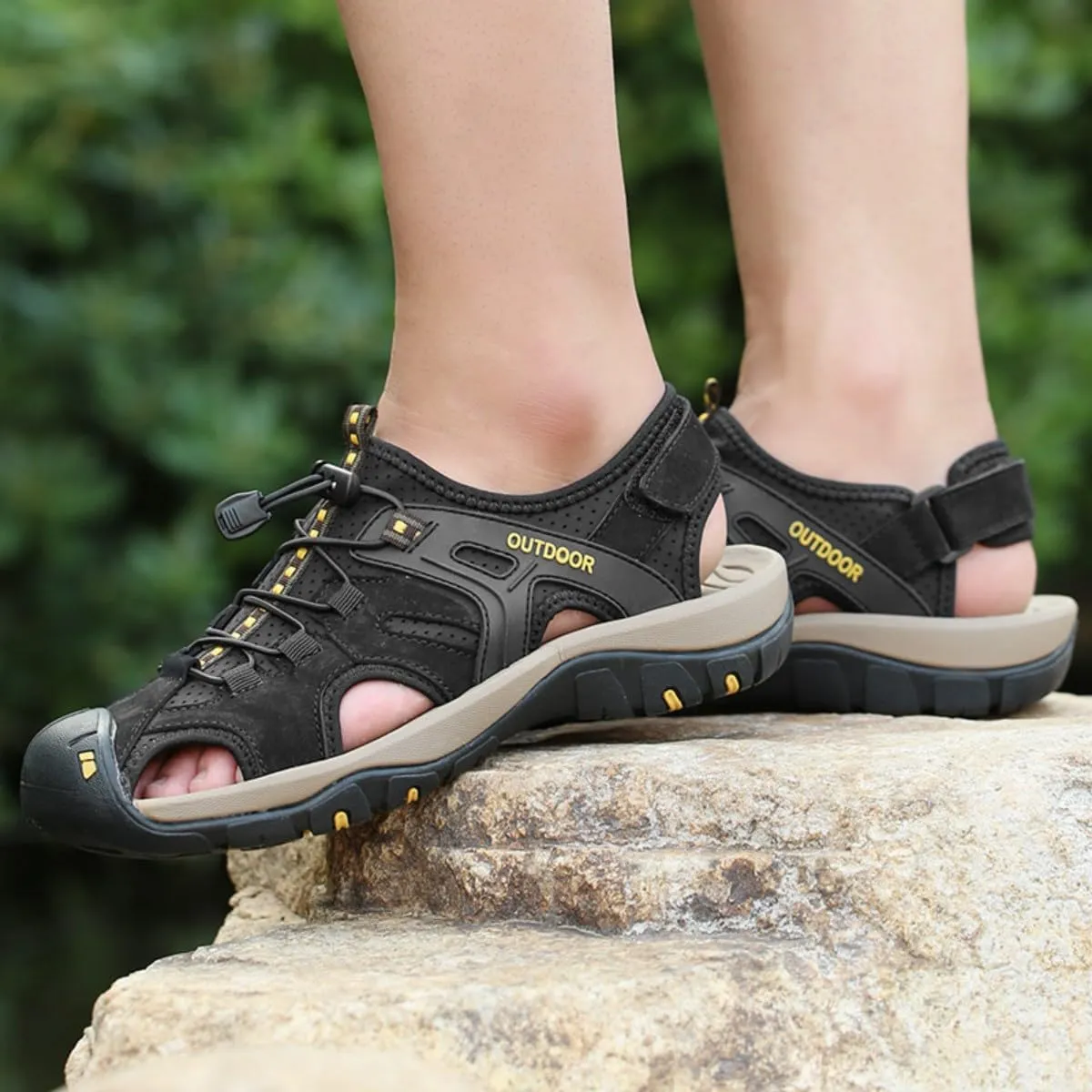 Men’s Hiking Trail Sandals: Outdoor Closed Toe Sport Shoes with Arch Support