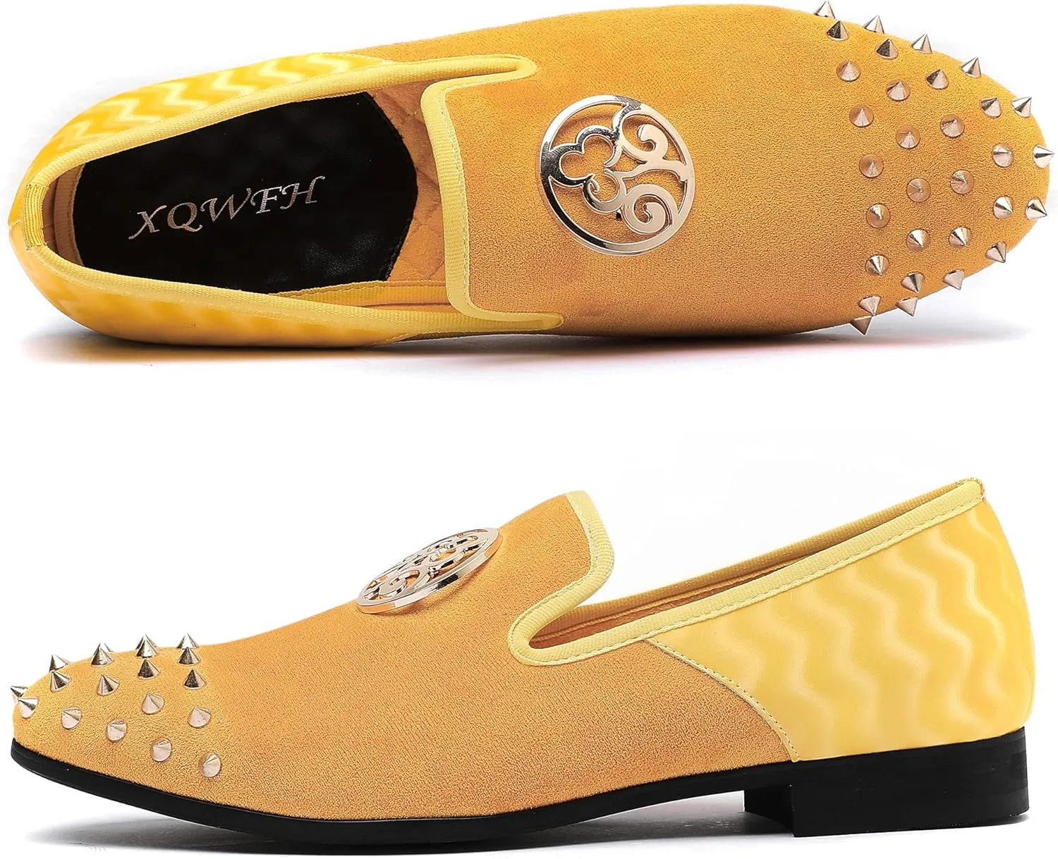 Mens Leopard Loafers Leather Embroidery Spiked Slip on Dress Shoes Slipper Luxury Fashion Penny Prom