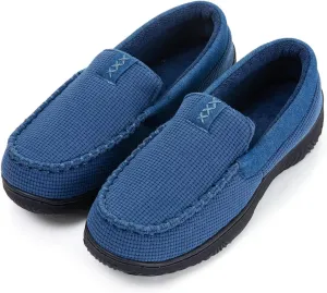 Men's Moccasin House Slippers - Memory Foam Indoor Outdoor Shoes Breathable Slip-on Loafers