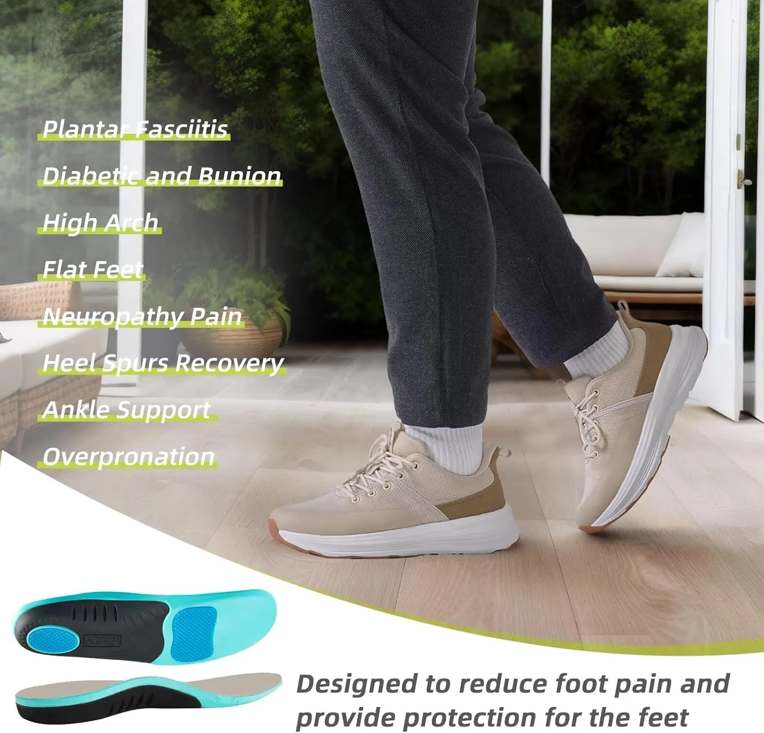 Men's Orthopedic Fashion Sneakers with Arch Support: Comfortable Plantar Fasciitis Walking Shoes, Orthotic High Arch Flat Feet Pain Relief Casual Work Tennis Athletic Sports Sneakers