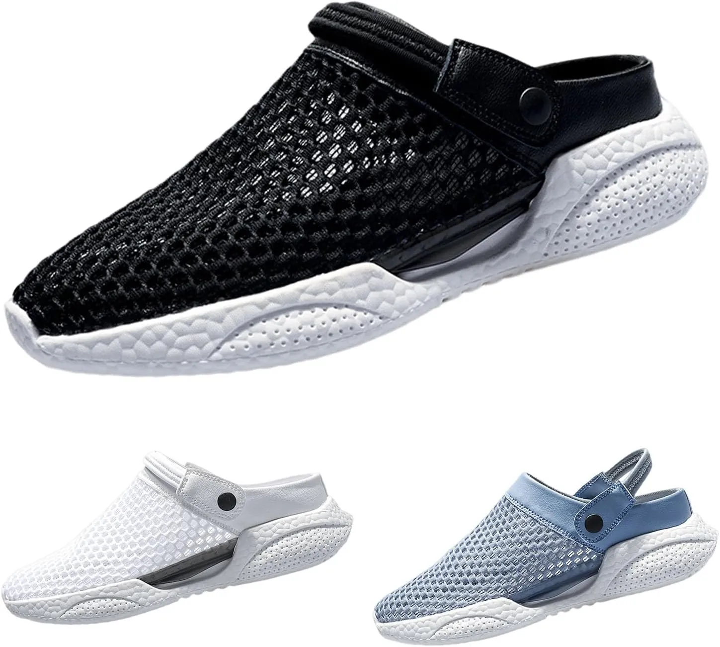 Men's Orthopedic Hollow-Out Summer Sandals Clogs Breathable Mesh Non-Slip Lightweight Comfortable Slip on Slippers