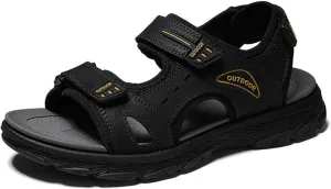 Men's Sandals Leather Open Toe Beach Sandal, Men's Sport Outdoor Hiking Sandals, Lightweight Trail Walking Casual Sandals Water Shoes