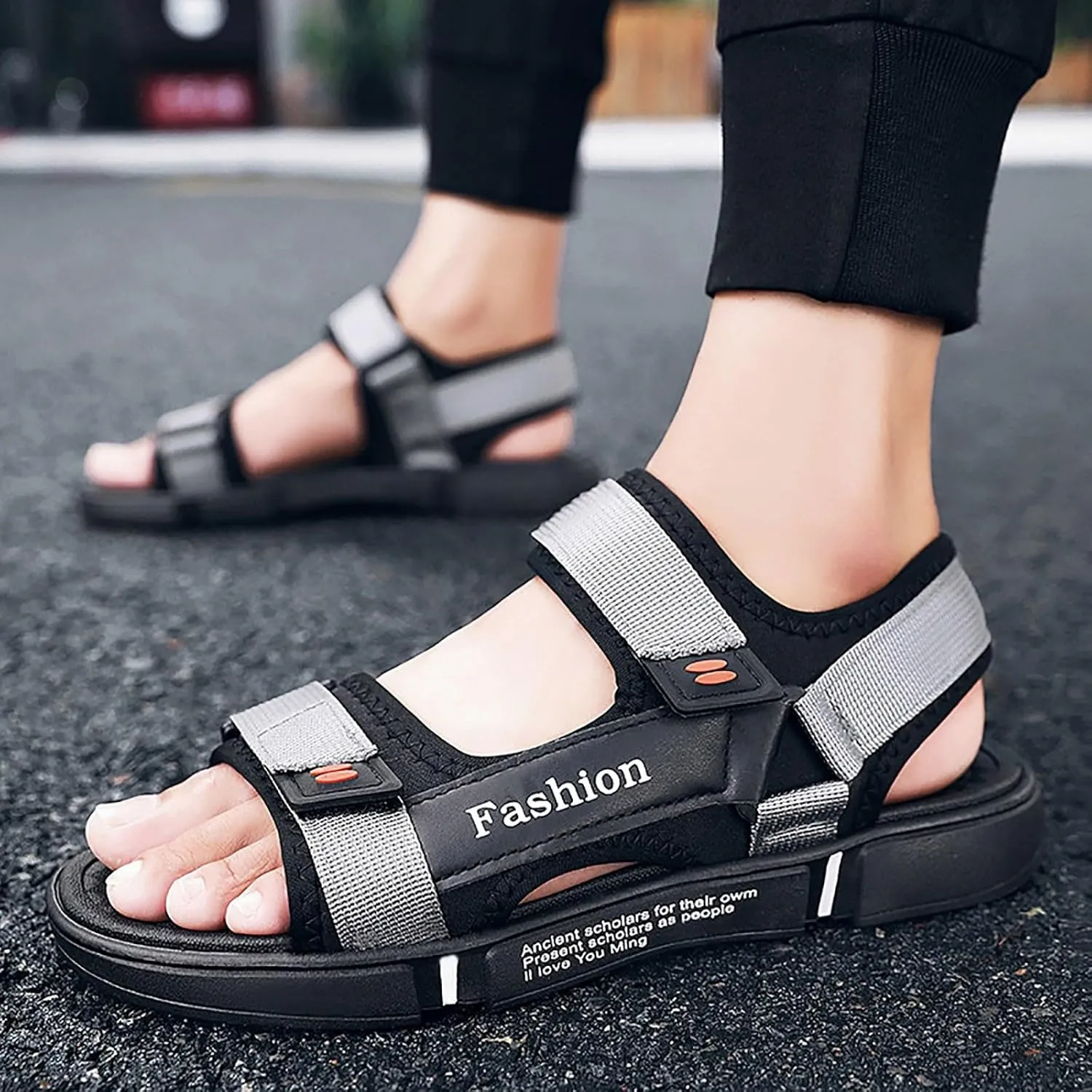 Men's Sandals With Adjustable Strap Non Slip Summer Beach Water Friendly Sandal Casual Thick Cushion Fisherman Sandal