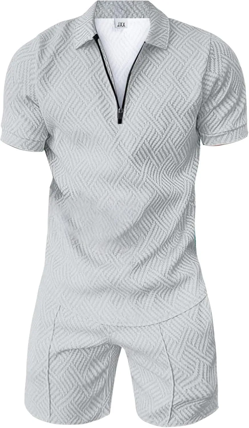 Men's Short Sets 2 Piece Beach Vacation Outfits Casual Summer Beach Jogging Track Suits Matching Polo Shirt and Shorts Sets
