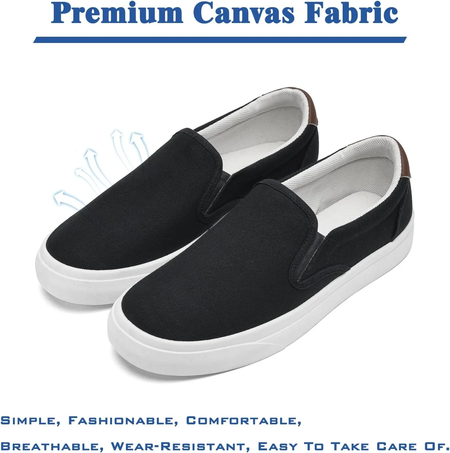 Men's Slip On Loafers Classic Canvas Shoes Casual Comfortable Flat Leisure Vintage Breathable Lightweight Dress Walking Sneakers