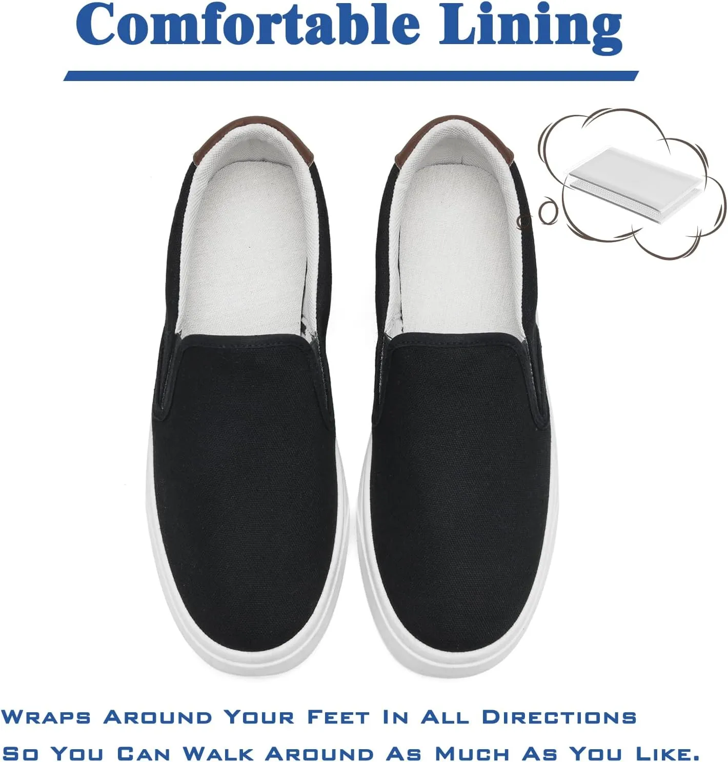 Men's Slip On Loafers Classic Canvas Shoes Casual Comfortable Flat Leisure Vintage Breathable Lightweight Dress Walking Sneakers
