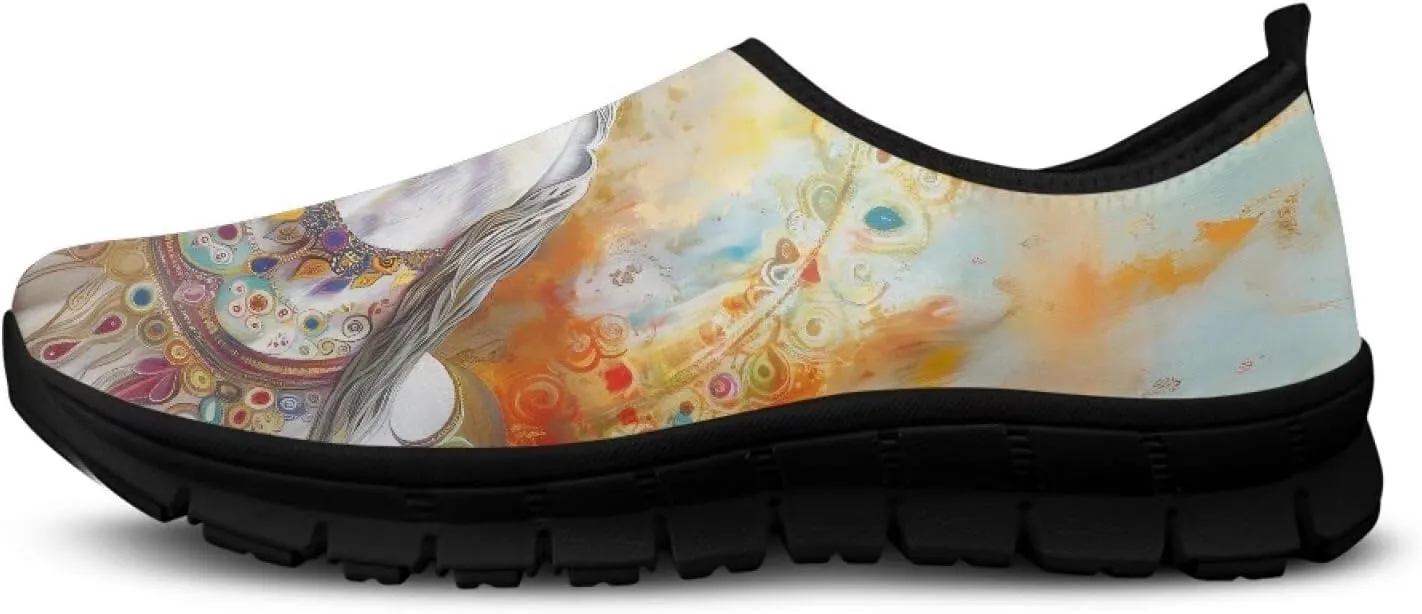 Mens Slip On Tennis Shoes Funny Print Comfortable Work Shoes for Men