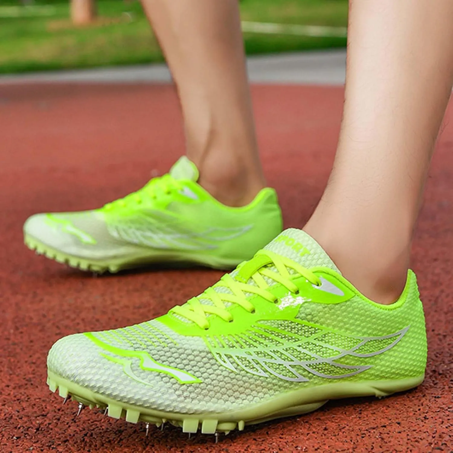 Men's Spikes Track Field Shoes Sprinting Sneakers for Kids Boys Youth Outdoor Sprint Racing Running Jumping Traning
