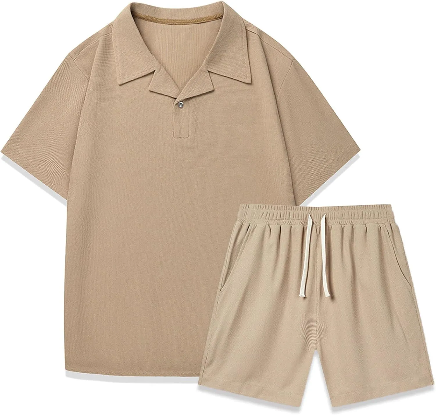 Mens Summer Track Suits 2 Piece Shorts Sets Trendy Solid Comfy Vacation Outfits Mens Lounge Clothing Sets with Pocket