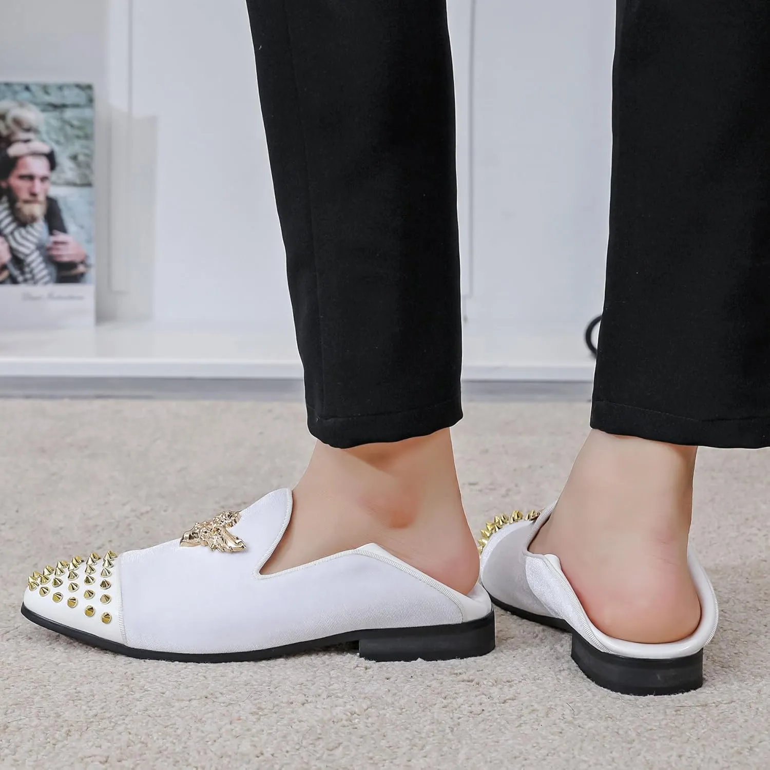 Men's Velvet Loafers Mens Shiny Slip-on Slippers, Classic Formal Wear Fashion Dress Loafer, Penny Party Wedding Dress Shoes for Men