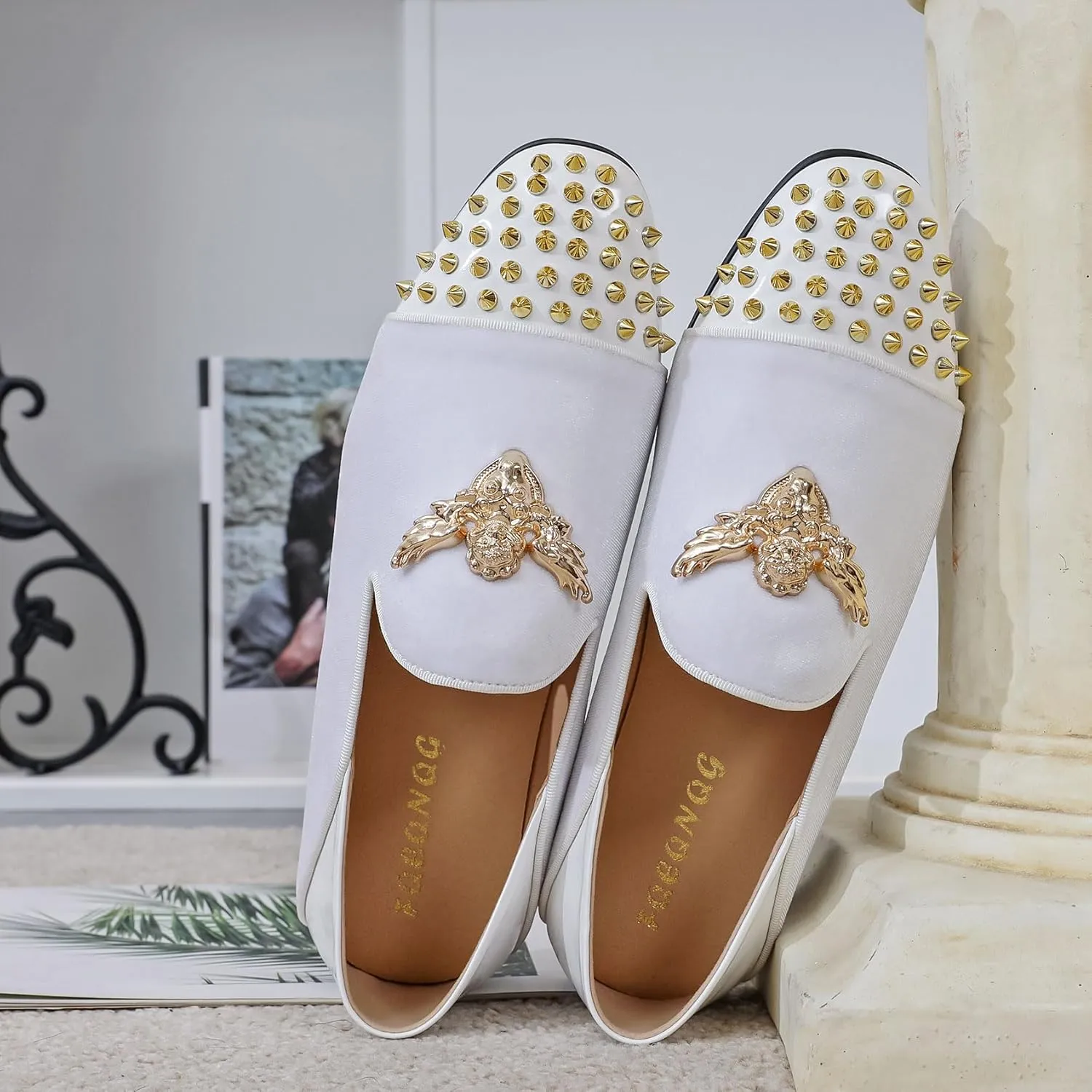 Men's Velvet Loafers Mens Shiny Slip-on Slippers, Classic Formal Wear Fashion Dress Loafer, Penny Party Wedding Dress Shoes for Men