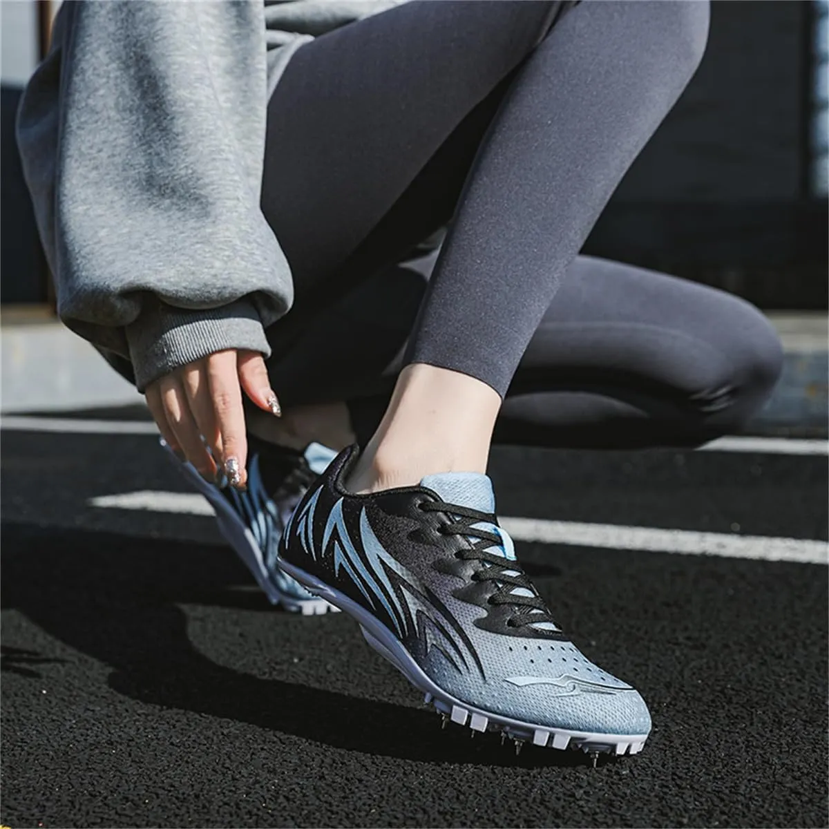 Mens Womens Sprint Spikes Sneakers, Lightweight Non Slip Racing Jumping Trainers Breathable Track & Field Athletic Shoes