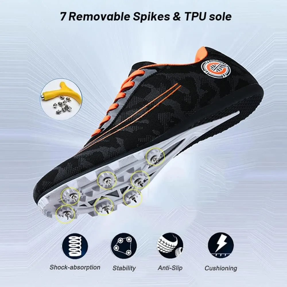 Mens Womens Track and Field Shoes Sprint Sport Sneakers Mesh Breathable Professional Running Nail Spikes Shoes for Boys Girls