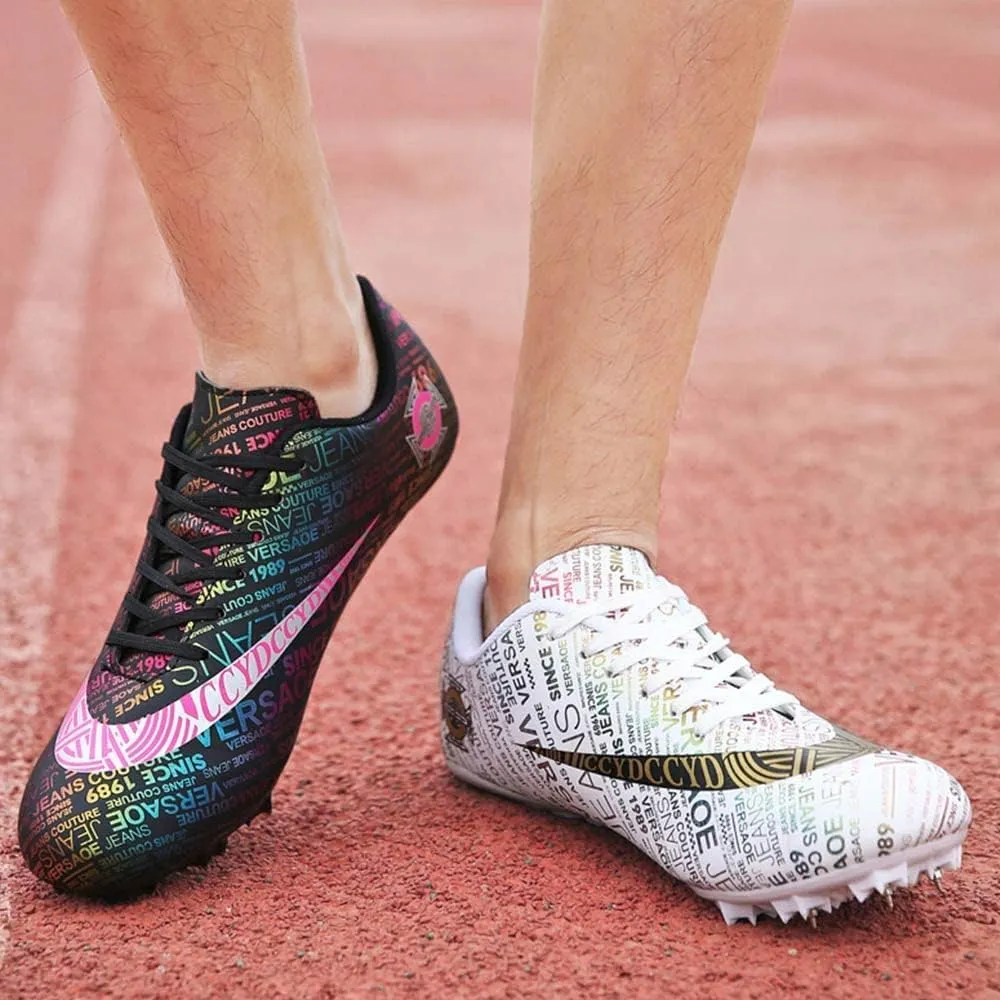 Mens Womens Track and Field Shoes Sprint Sport Sneakers Mesh Breathable Professional Running Nail Spikes Shoes for Boys Girls
