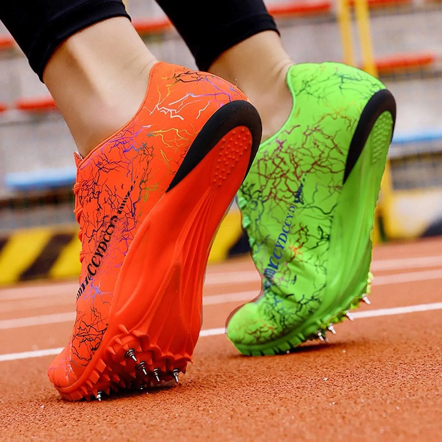 Mens Womens Track and Field Shoes Sprint Sport Sneakers Mesh Breathable Professional Running Nail Spikes Shoes for Boys Girls