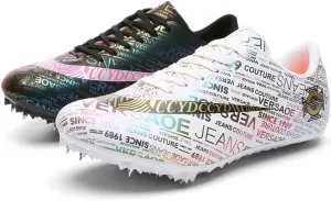 Mens Womens Track and Field Shoes Sprint Sport Sneakers Mesh Breathable Professional Running Nail Spikes Shoes for Boys Girls