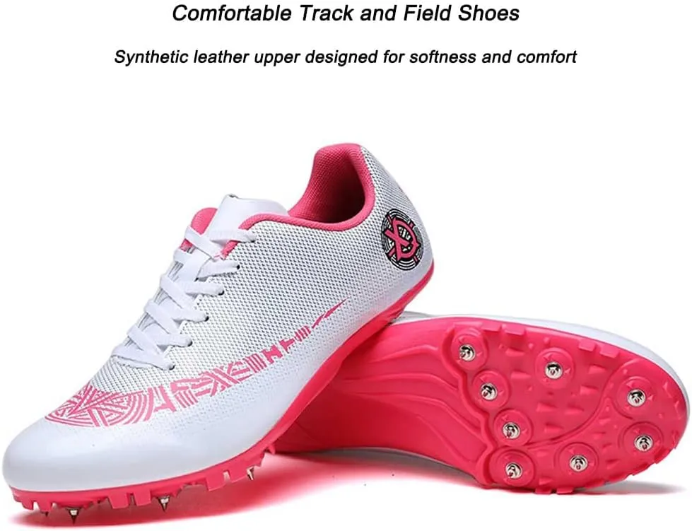 Mens Womens Track and Field Shoes Sprint Sport Sneakers Mesh Breathable Professional Running Nail Spikes Shoes for Boys Girls