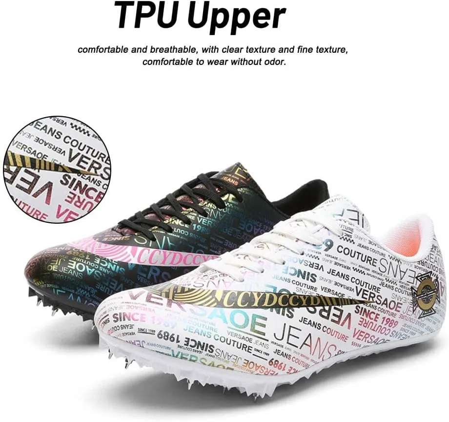 Mens Womens Track and Field Shoes Sprint Sport Sneakers Mesh Breathable Professional Running Nail Spikes Shoes for Boys Girls