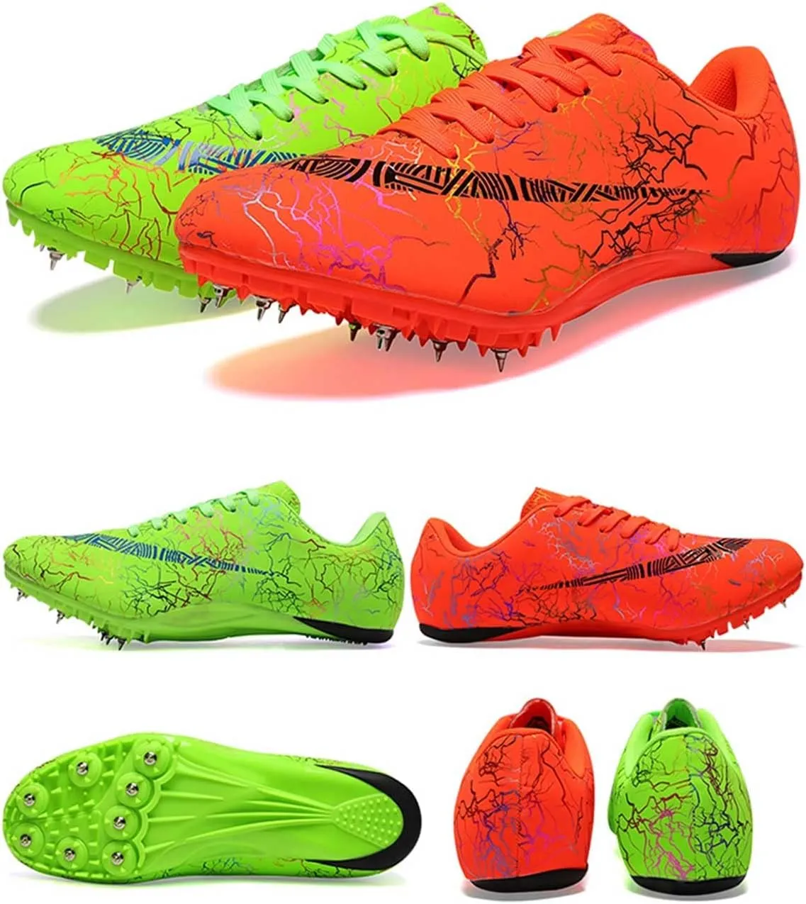 Mens Womens Track and Field Shoes Sprint Sport Sneakers Mesh Breathable Professional Running Nail Spikes Shoes for Boys Girls