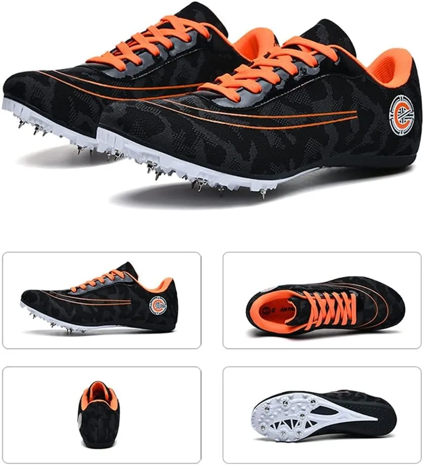 Mens Womens Track and Field Shoes Sprint Sport Sneakers Mesh Breathable Professional Running Nail Spikes Shoes for Boys Girls