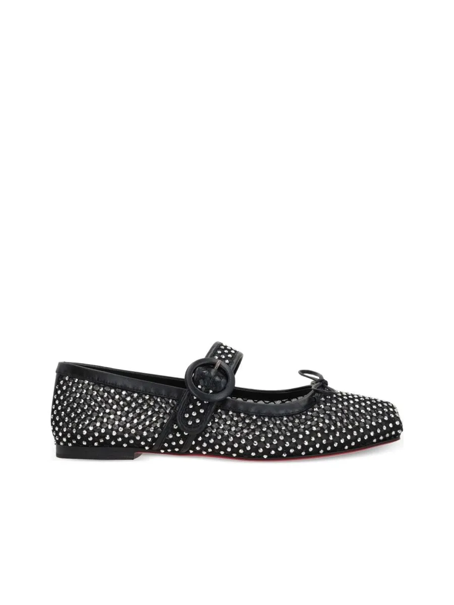 Mesh Design Flat Footwear With Crystal Embellishment And Bow Detailing