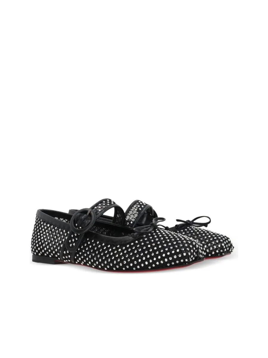 Mesh Design Flat Footwear With Crystal Embellishment And Bow Detailing