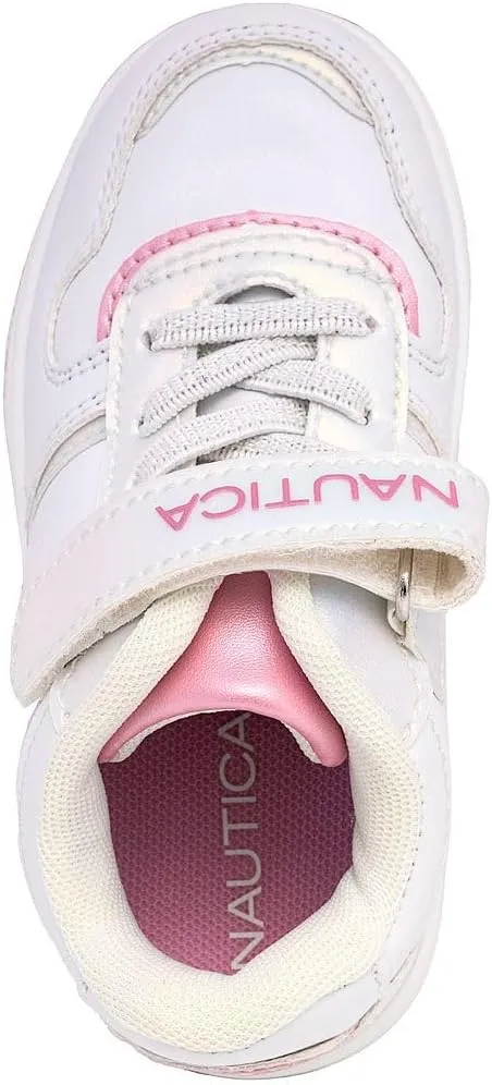 Nautica Kids Girls Sneakers with Adjustable Strap and Bungee Straps | Comfortable Casual Shoes (Toddler/Little Kid)