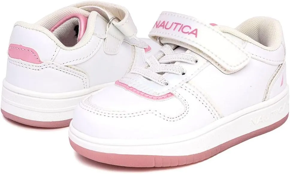 Nautica Kids Girls Sneakers with Adjustable Strap and Bungee Straps | Comfortable Casual Shoes (Toddler/Little Kid)