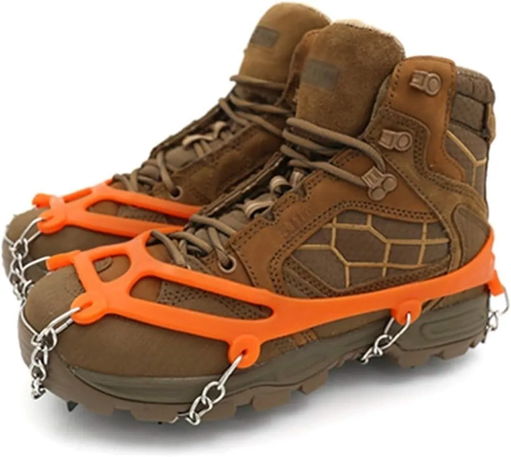 Non Slip Climbing Crampons Cleats Shoe Cover Ice Gripper for Spikes Hiking Winter Manganese Steel Outdoor Cleats Overshoes Ice Grips for Shoes
