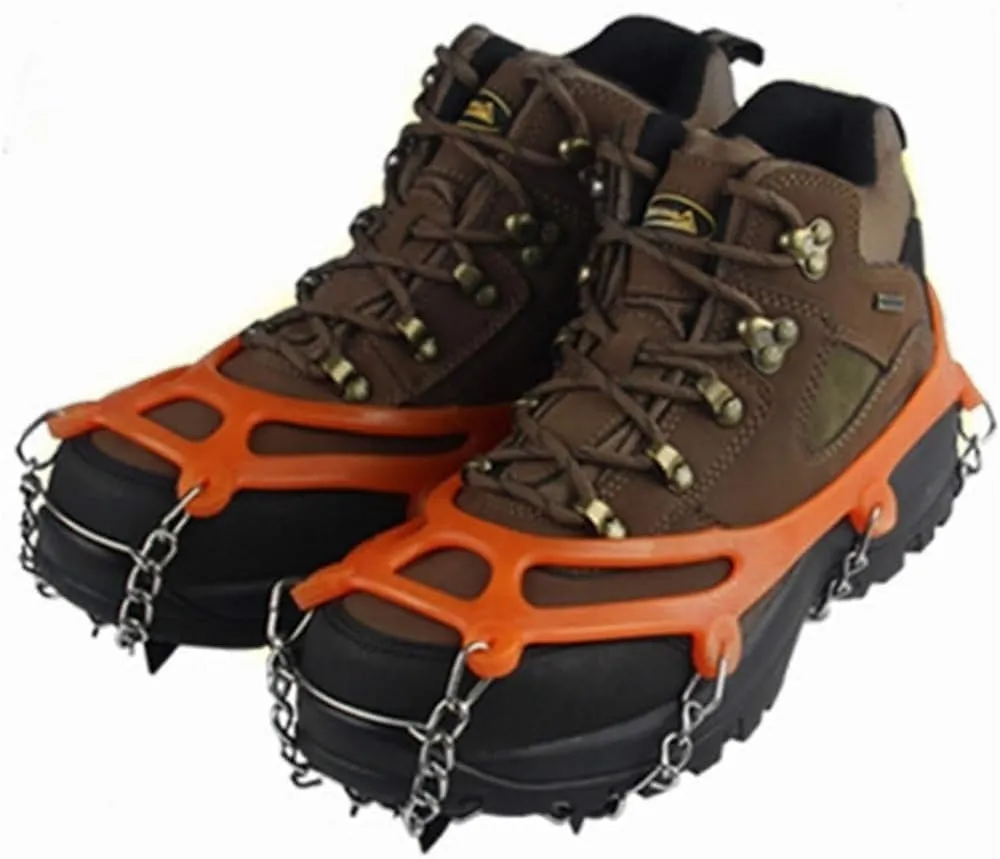 Non Slip Climbing Crampons Cleats Shoe Cover Ice Gripper for Spikes Hiking Winter Manganese Steel Outdoor Cleats Overshoes Ice Grips for Shoes