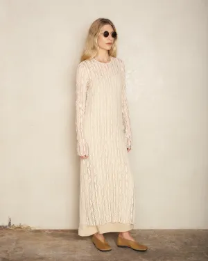 Off White Lace Long Sleeve Dress