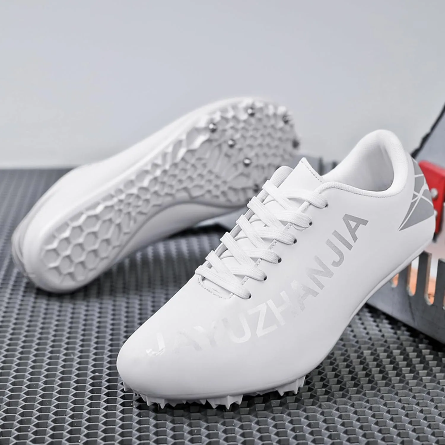 ONAIC Mens Track and Field Shoes Boys Girls Teenagers 8 Spikes Sneakers Race Jumping Running Training Shoes Professional Sprint Sport Shoes
