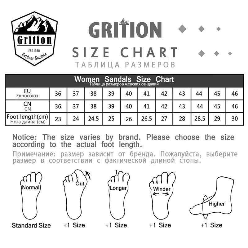 Original GRITION Women Sandals Summer 2020 Flat Casual Sturdy Comfortable Sandals Ourdoor Beach Ladies Wear-Risistant Shoes Plus Size 41