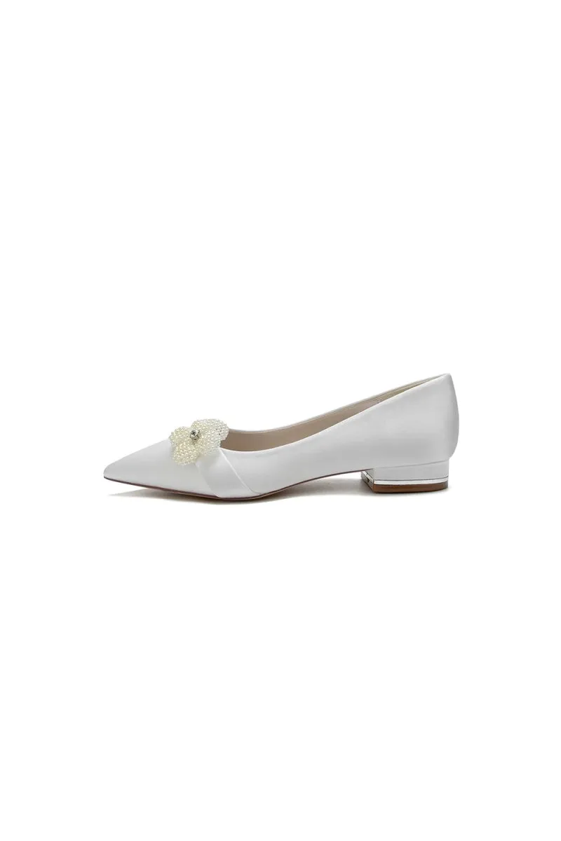 Pearl Flower Cocktail Pointed Toe Flats
