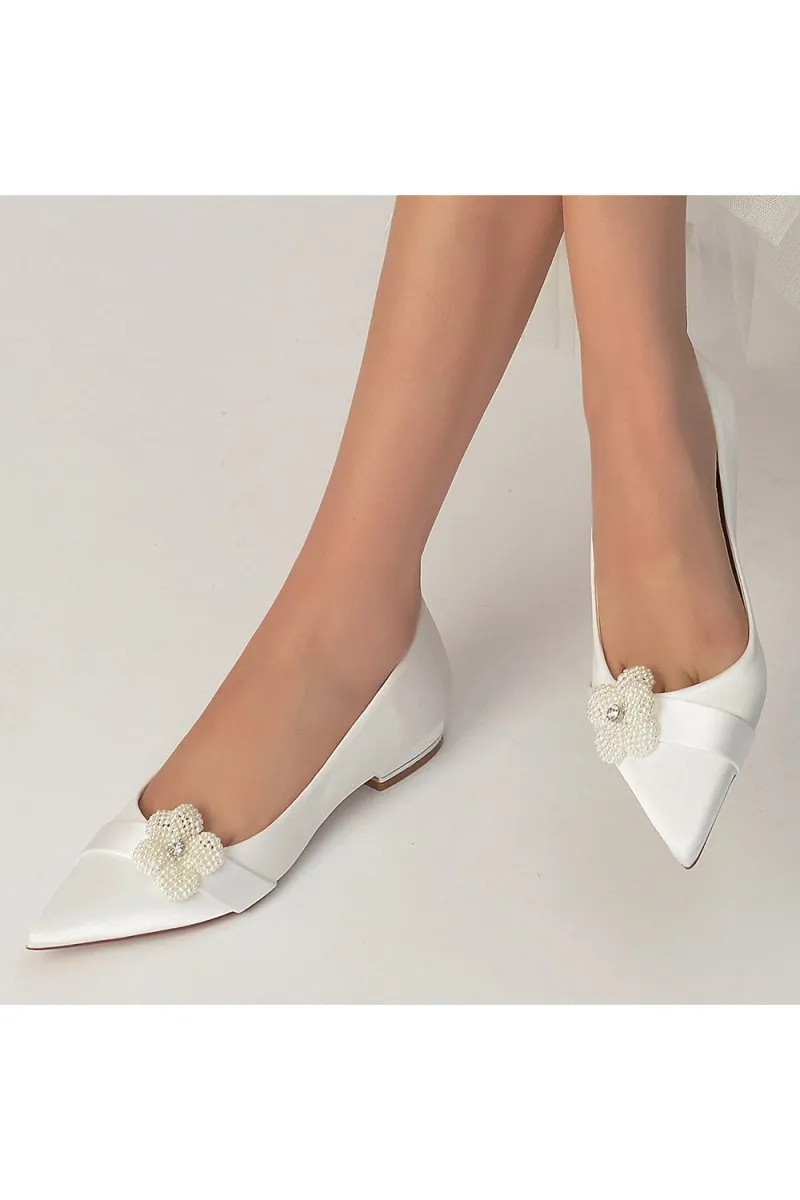 Pearl Flower Cocktail Pointed Toe Flats