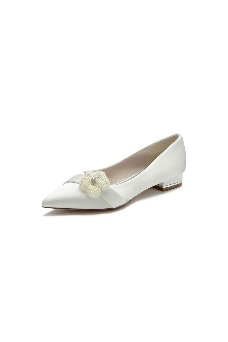 Pearl Flower Cocktail Pointed Toe Flats