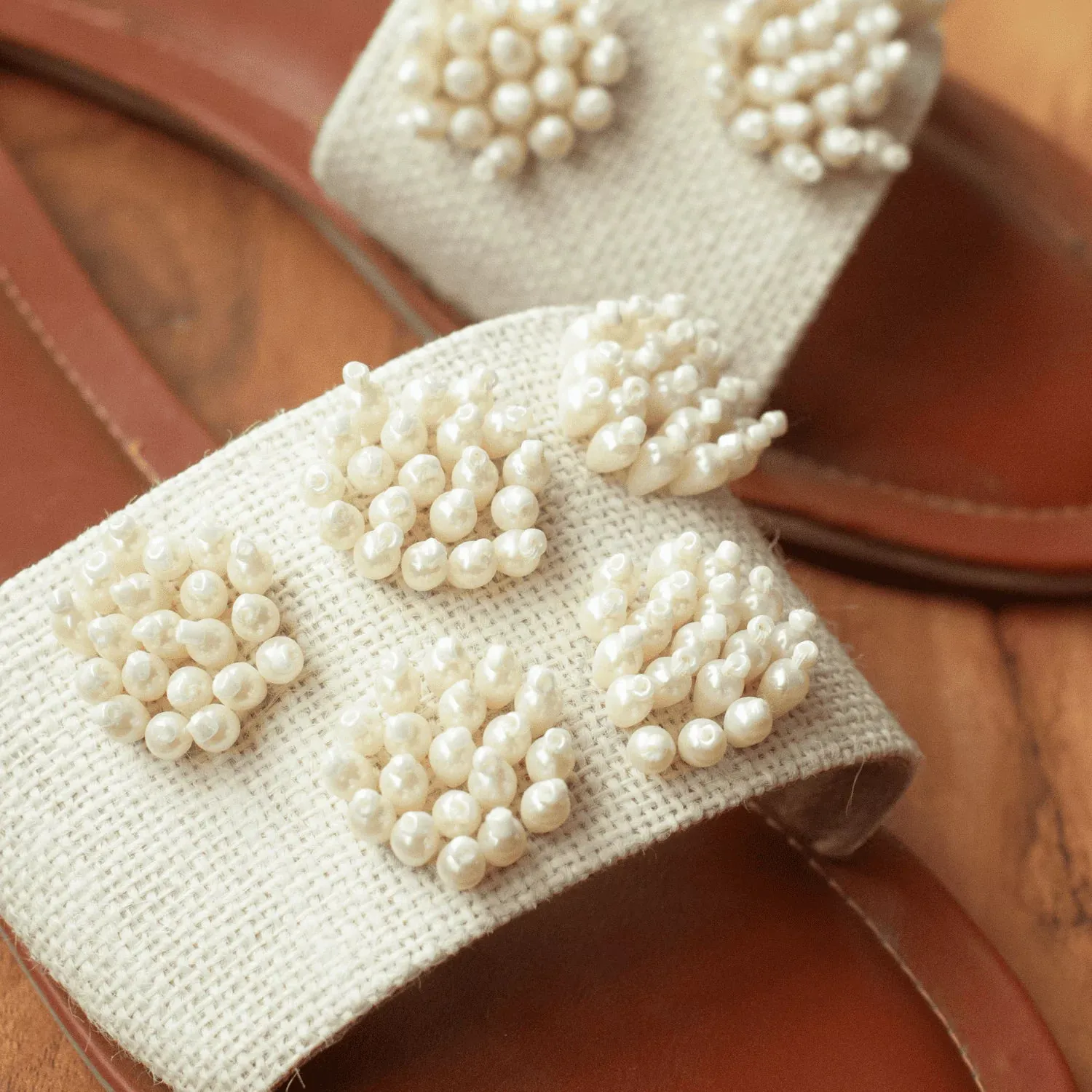 Pearl Flowers Embroidered Flats
