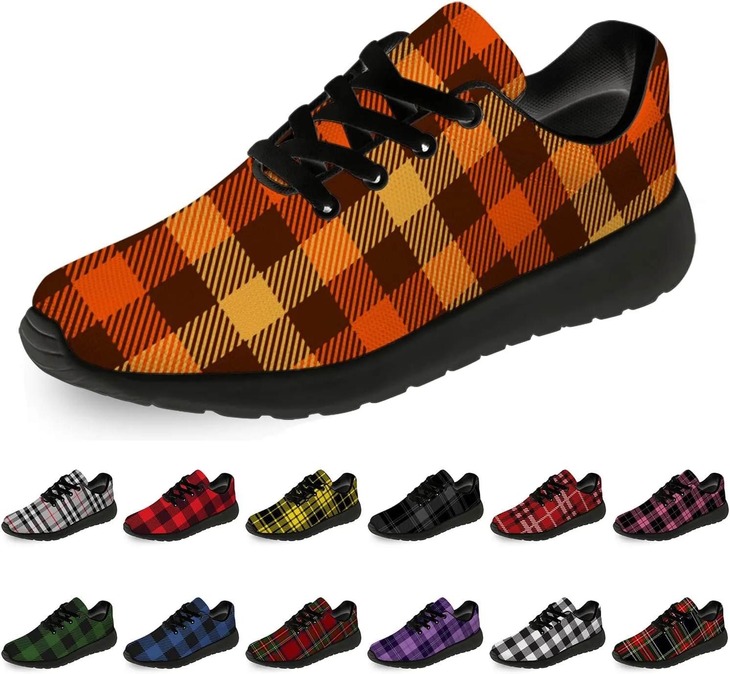 Plaid Shoes for Women Men Running Shoes Lightweight Walking Tennis Sneakers Jogging Shoes Gifts