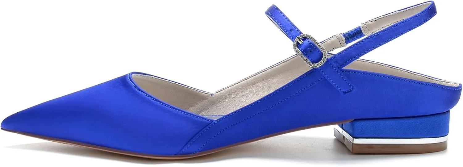 Pointed Dress Ankle Strap Buckle Sandals Lace Wedding Open Heel Flats Shoes Evening Party Bridal Shoes