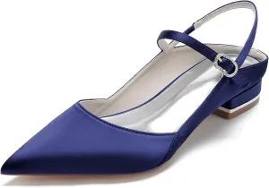 Pointed Dress Ankle Strap Buckle Sandals Lace Wedding Open Heel Flats Shoes Evening Party Bridal Shoes