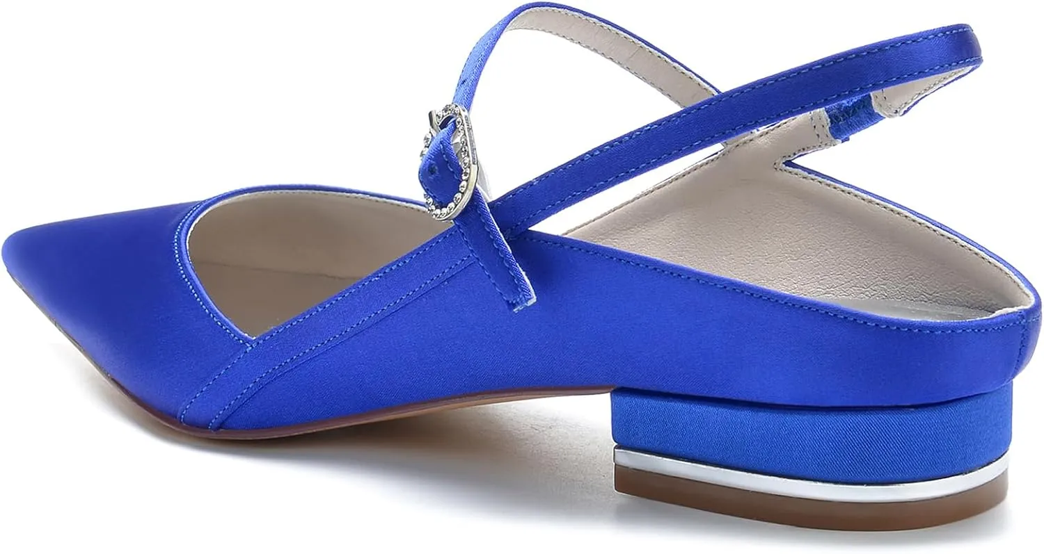 Pointed Dress Ankle Strap Buckle Sandals Lace Wedding Open Heel Flats Shoes Evening Party Bridal Shoes