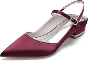 Pointed Dress Ankle Strap Buckle Sandals Lace Wedding Open Heel Flats Shoes Evening Party Bridal Shoes