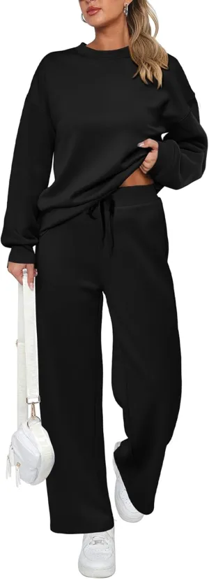 PRETTYGARDEN Women's 2 Piece Outfits 2025 Winter Long Sleeve Pullover Tops And Long Pants Lounge Sets Tracksuit